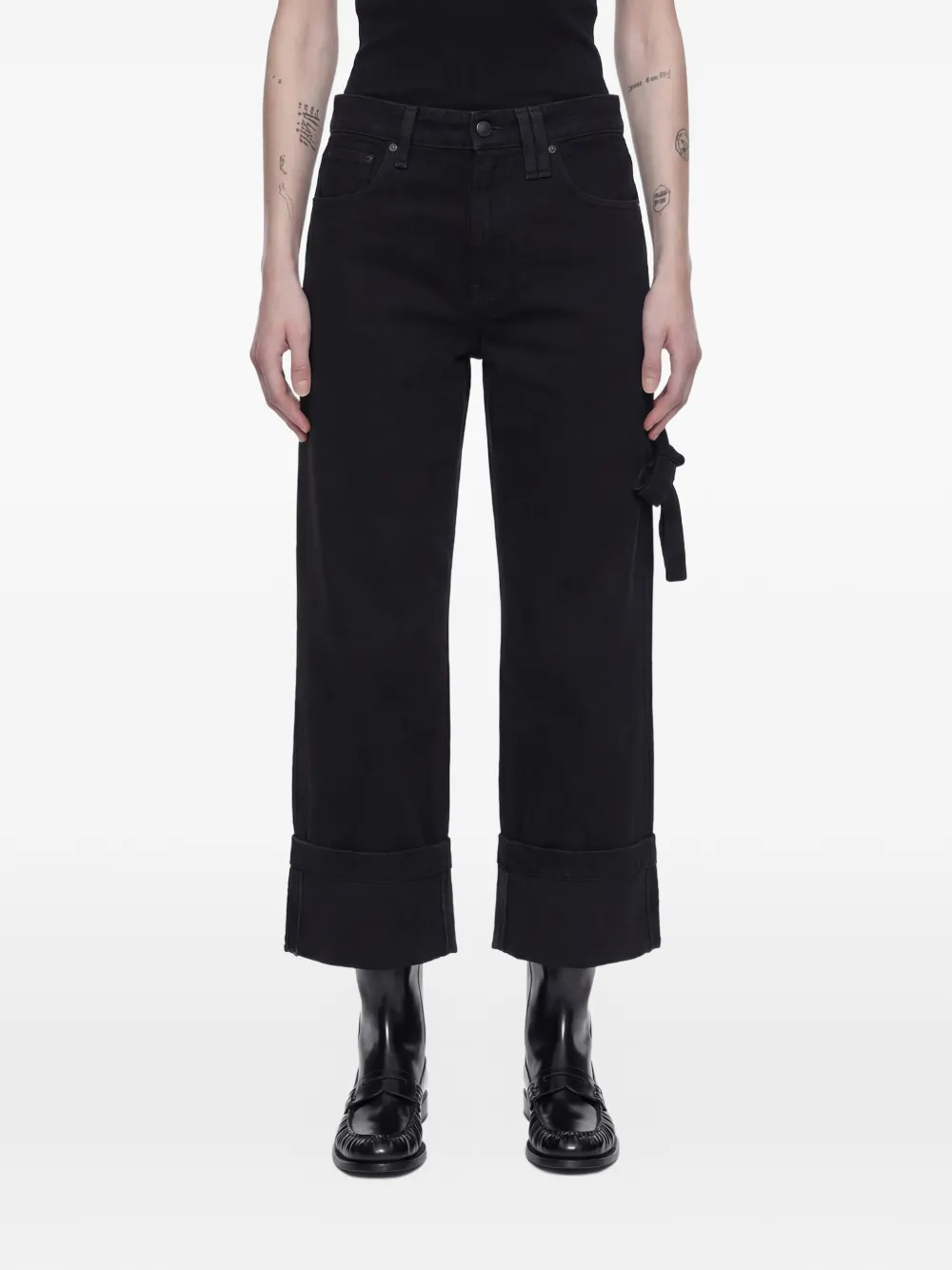 Simone Rocha Tie Detail Cropped Jeans In Black