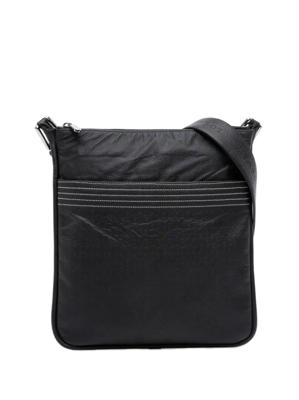 Loewe Pre-Owned 2000-2025 Embossed Anagram Coated Canvas Repeat crossbody bag - Nero