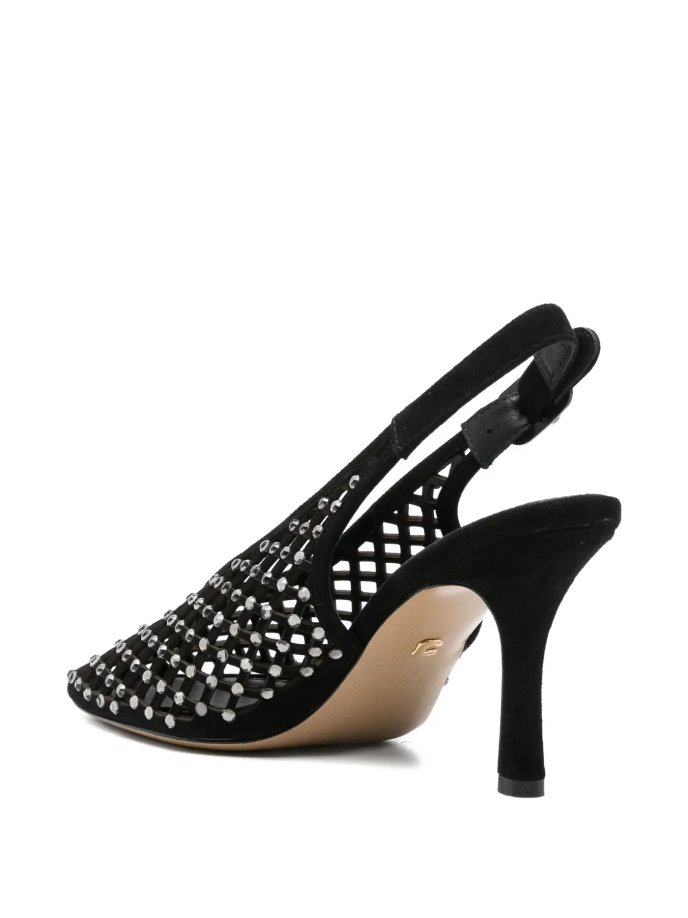 Lola Cruz Bruna studded net pumps Zwart