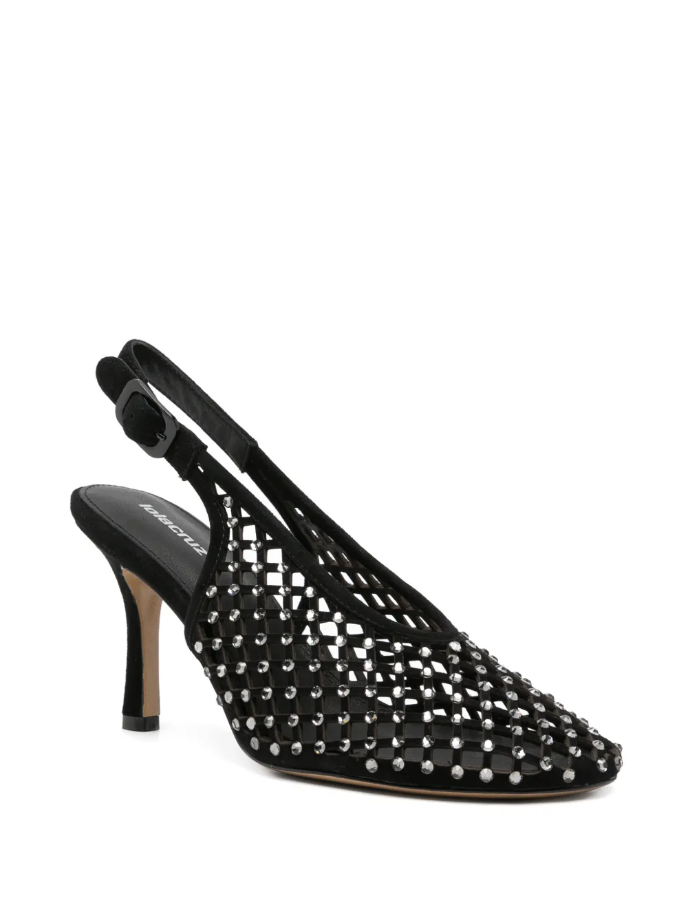 Lola Cruz Bruna studded net pumps Zwart