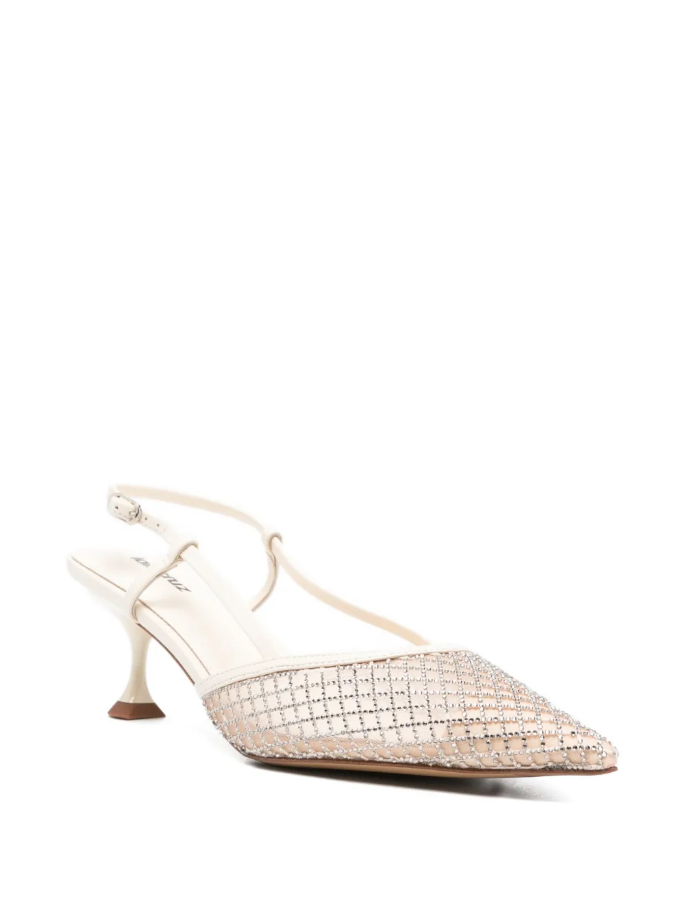 Lola Cruz Ruby embellished slingback pumps Wit