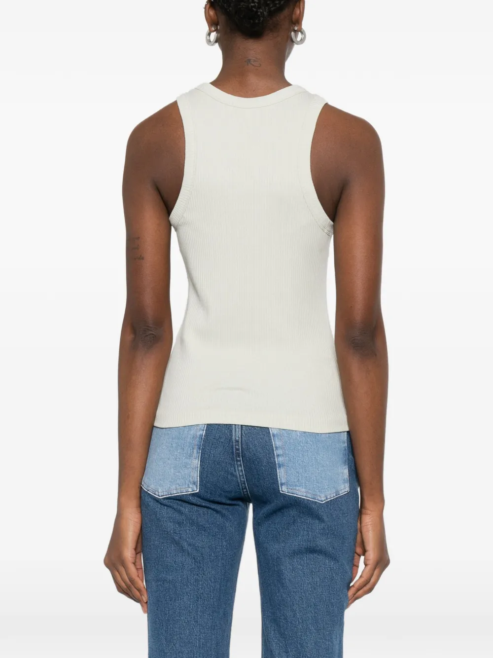 Maison Kitsuné Ribgebreide tanktop met logopatch Groen