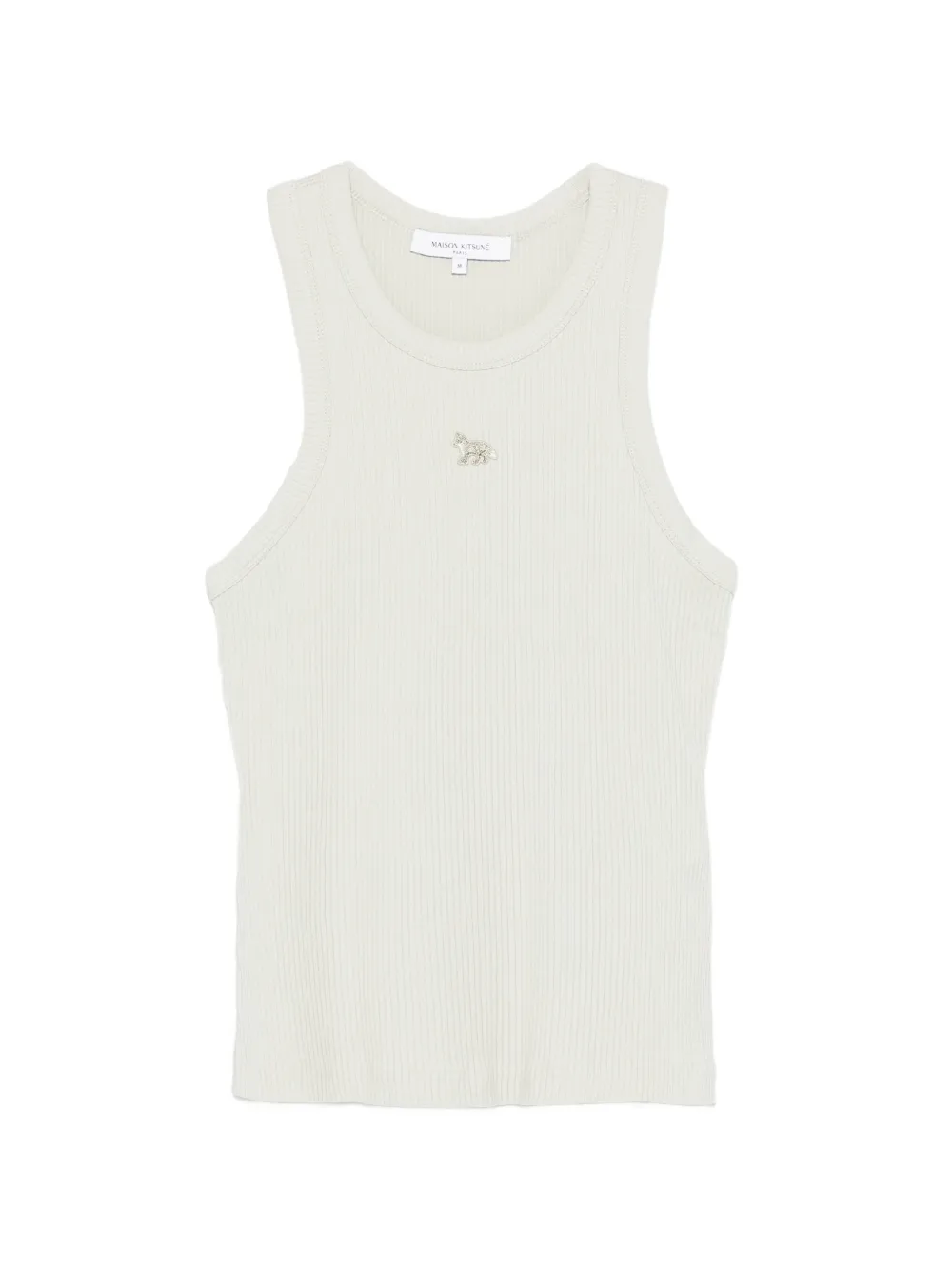 Maison Kitsuné rib-knit logo-patch tank top - Verde