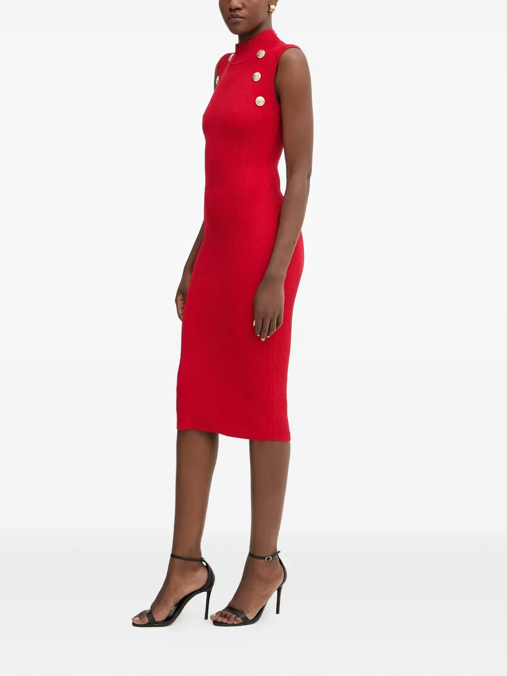  Retrofete Button-detail Midi Dress - Red 
