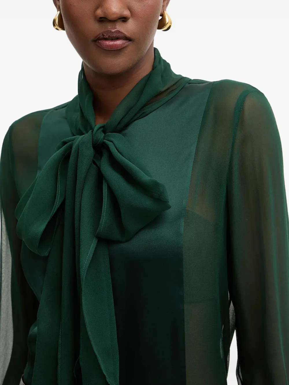 Retrofete Blouse met strikdetail Groen