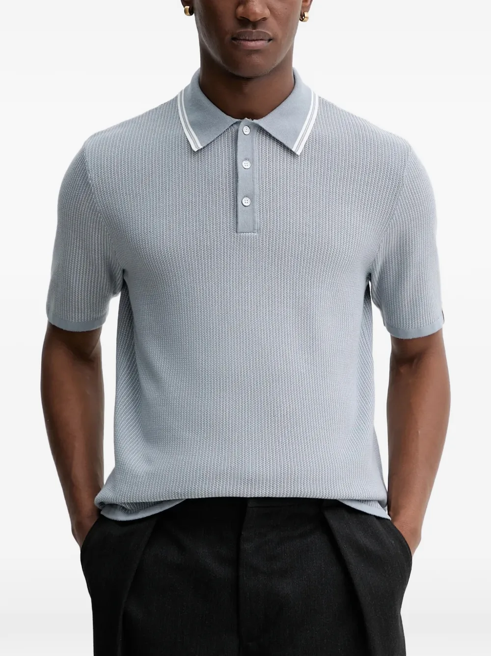 rag & bone ribbed-knit polo shirt - Blu