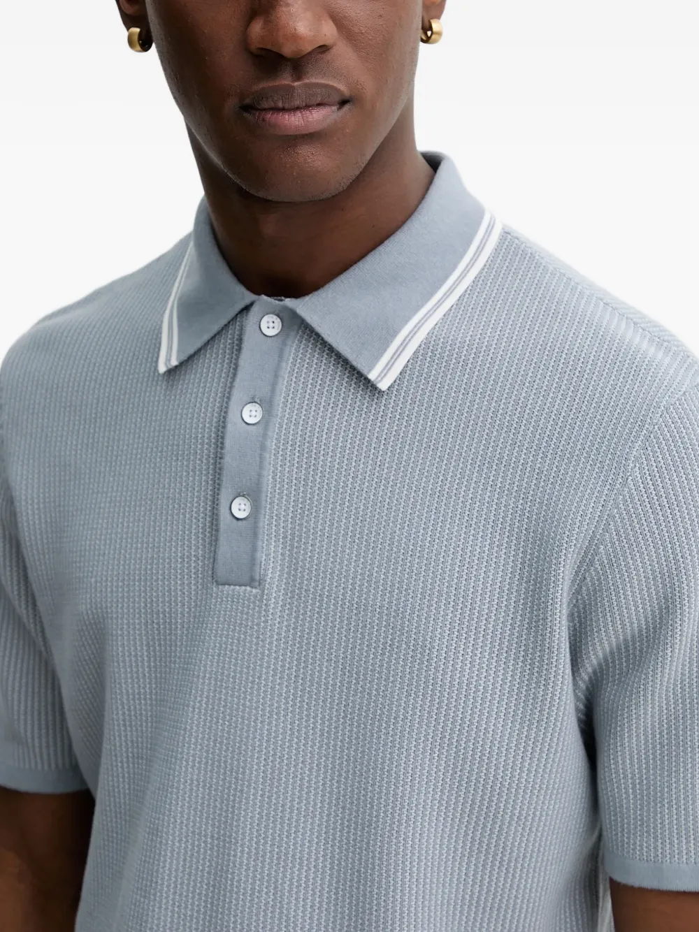 rag & bone Ribgebreid poloshirt Blauw