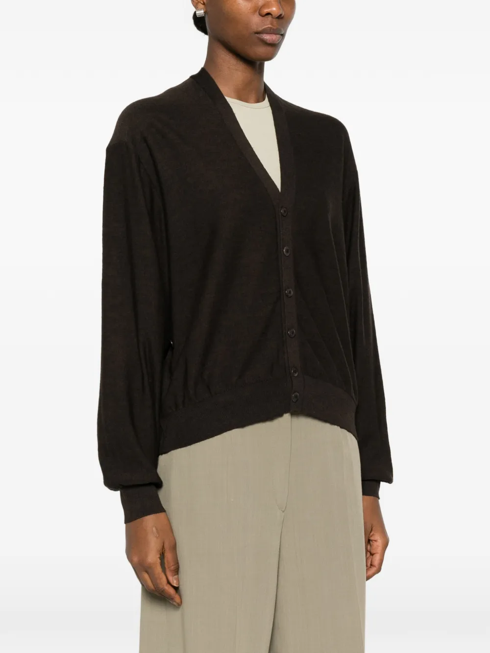  Lemaire Buttoned Cardigan - Brown 