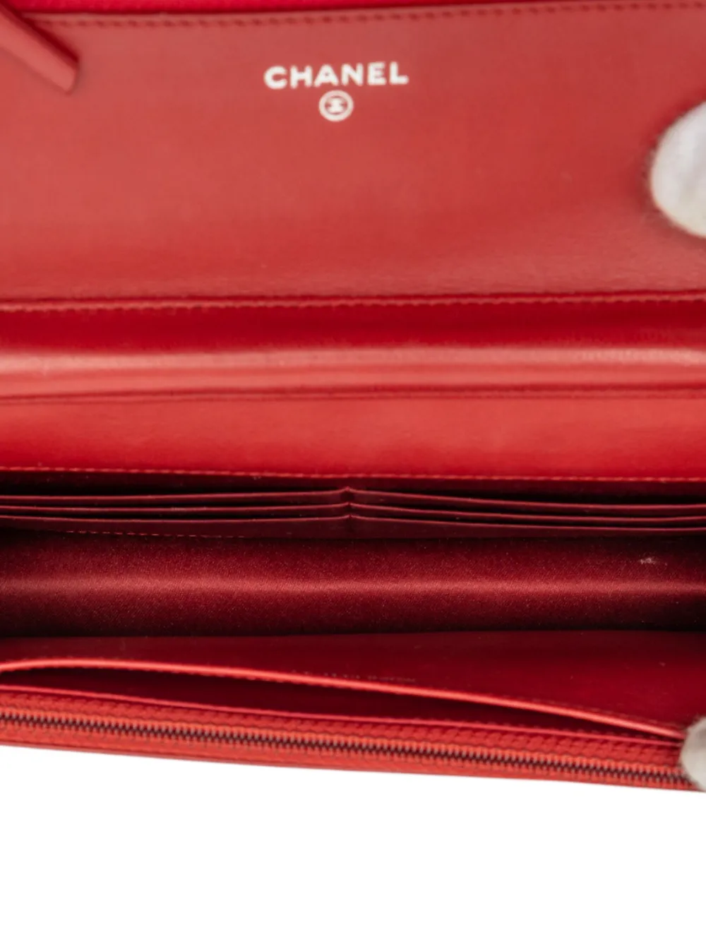 2014 Cc Embossed Lambskin Camellia Wallet On Chain Crossbody Bag