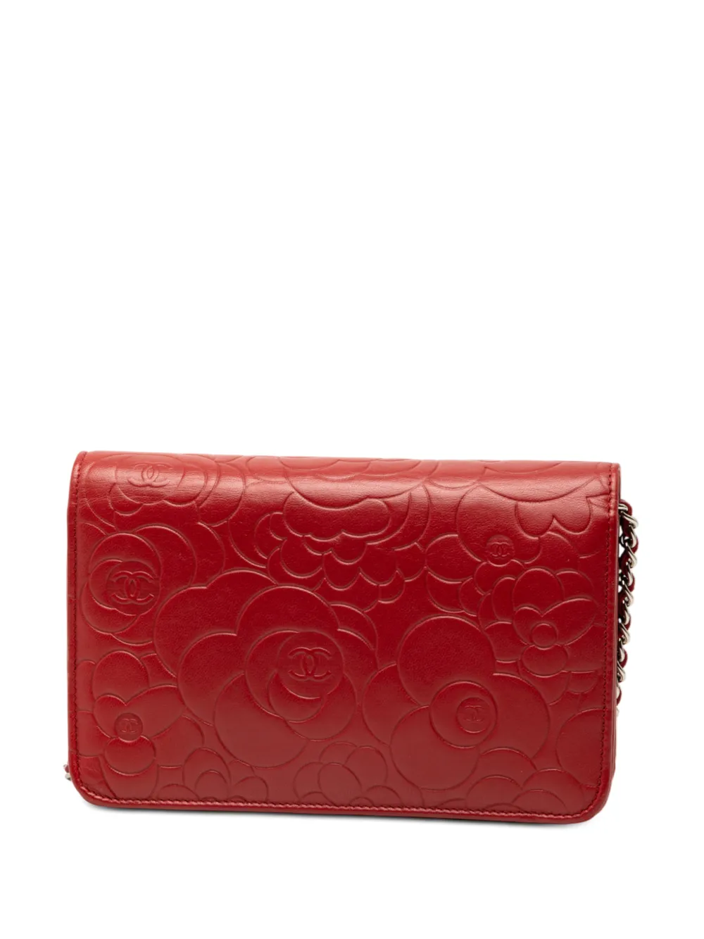 2014 Cc Embossed Lambskin Camellia Wallet On Chain Crossbody Bag