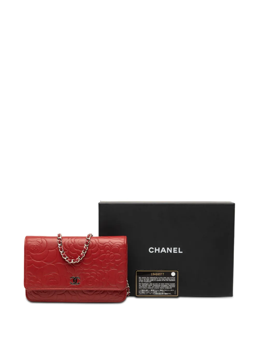 2014 Cc Embossed Lambskin Camellia Wallet On Chain Crossbody Bag