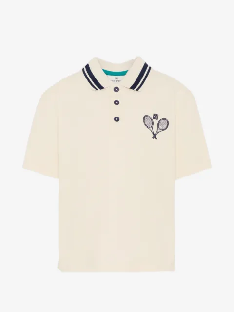 Kids Around striped embroidered polo