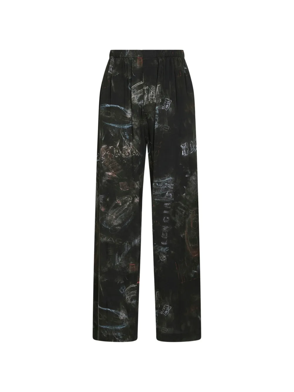 Balenciaga elasticated-waistband crayon-print pajama pants - Schwarz