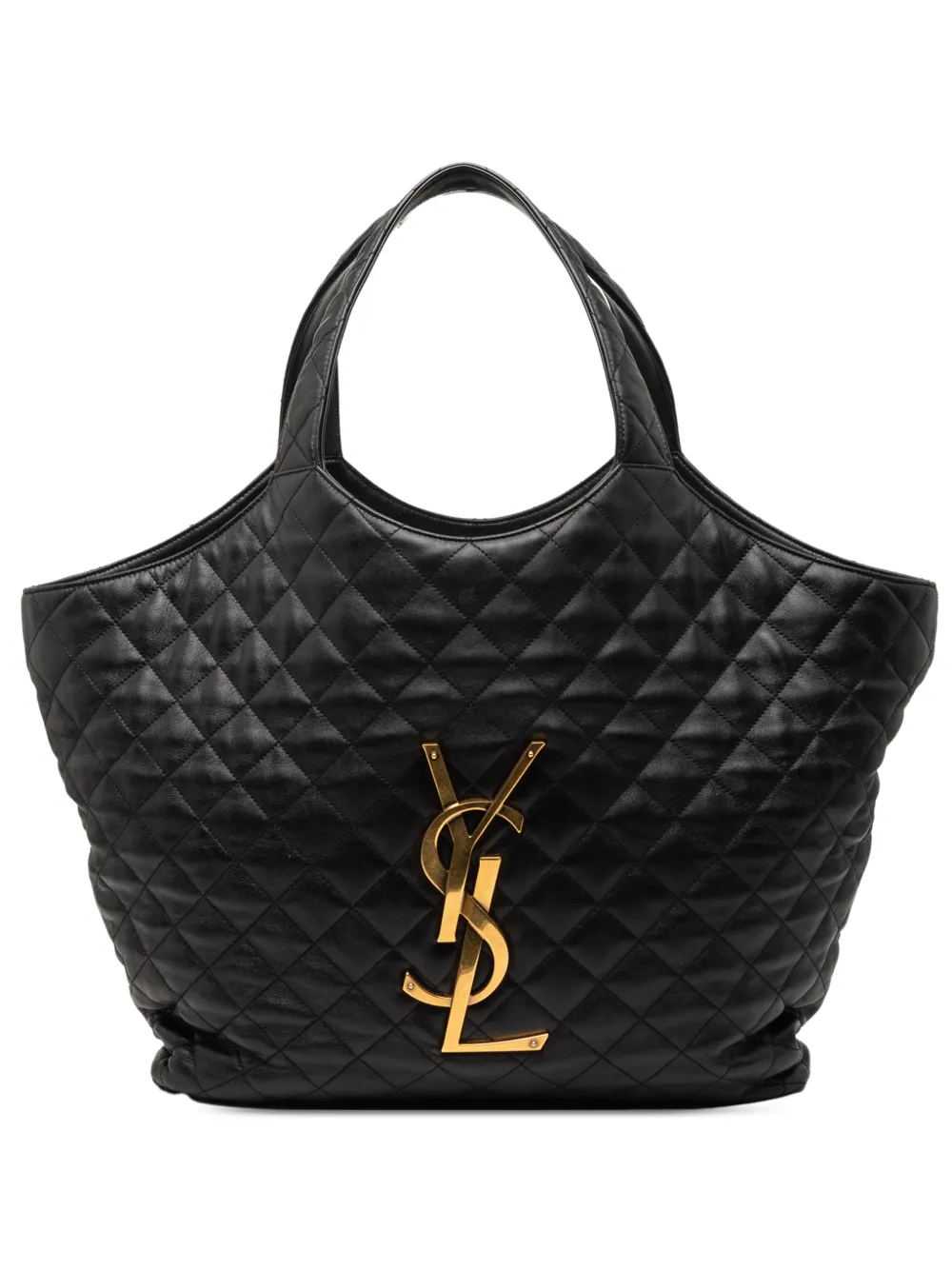 Saint Laurent Pre-Owned 2025 Maxi Quilted Lambskin Icare Shopping tote bag - Nero
