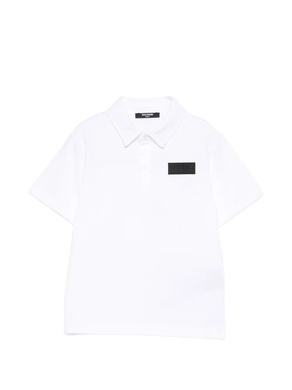 Balmain Kids logo-patch polo shirt - Bianco