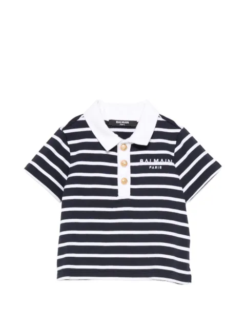 Balmain Kids striped buttoned polo shirt