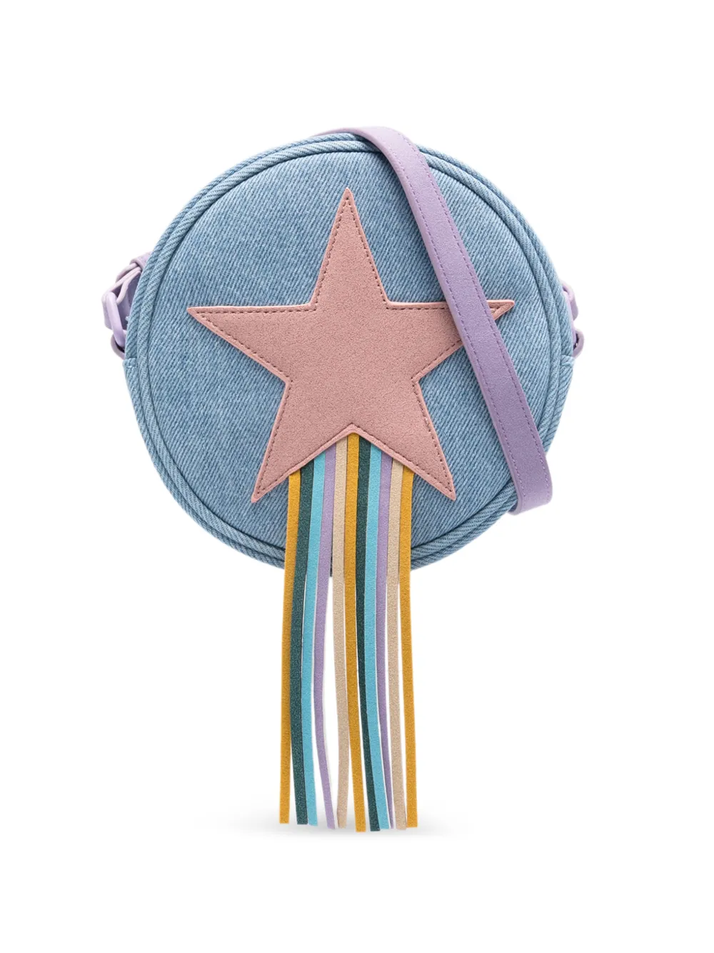 Stella McCartney Kids star-appliqué fringed shoulder bag - Blu