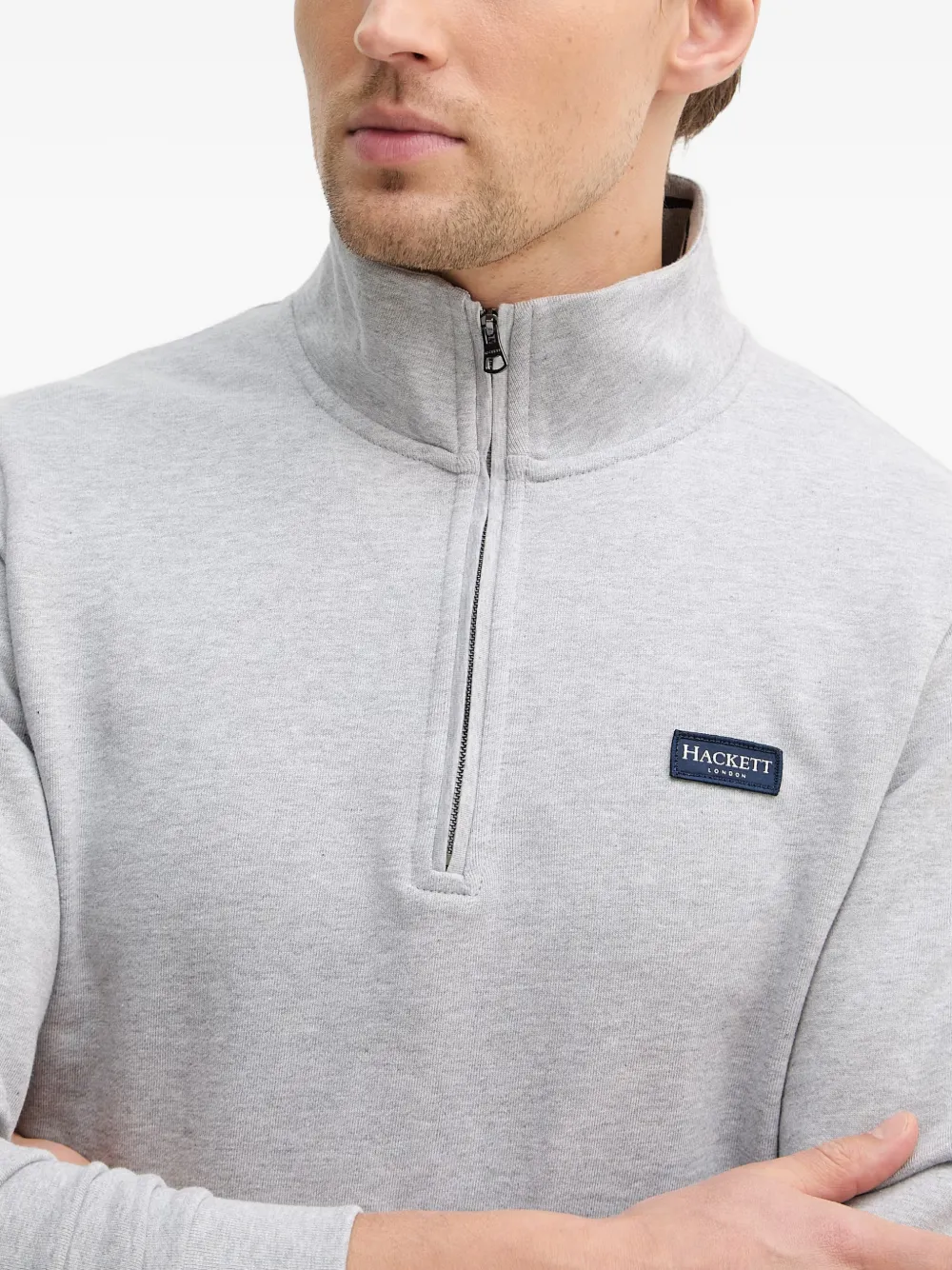 Hackett London Sweater met halve rits Grijs