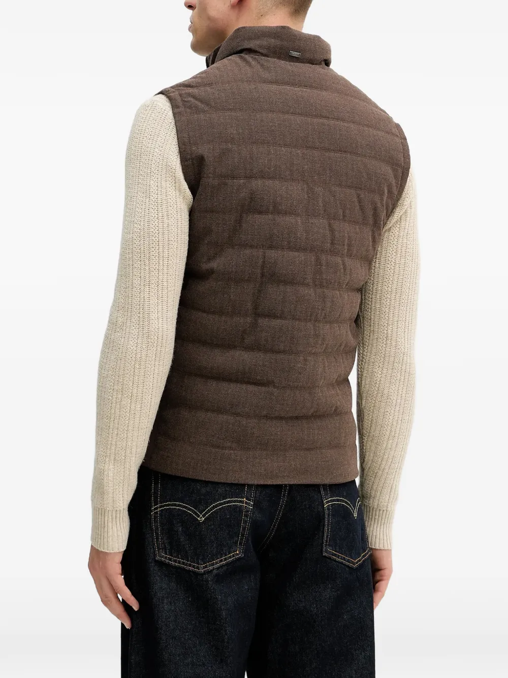  Hackett Quilted Zip-fastening Gilet - Brown 