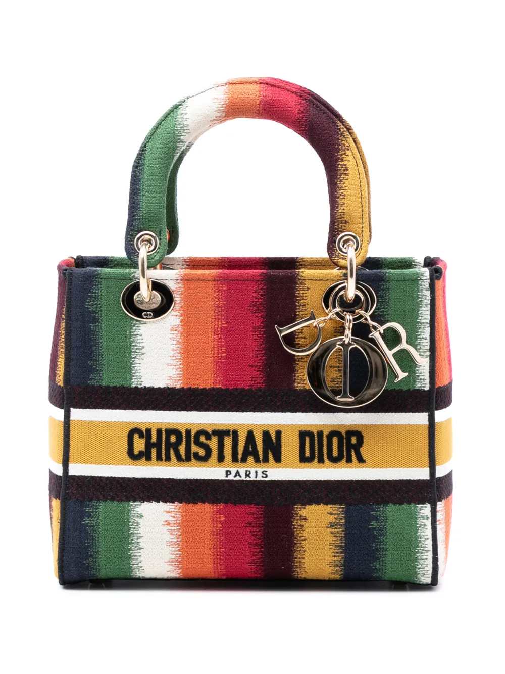 Christian Dior Pre-Owned 2021 Medium Embroidered Multicolor Canvas Striped Lady D Lite satchel - Multicolore