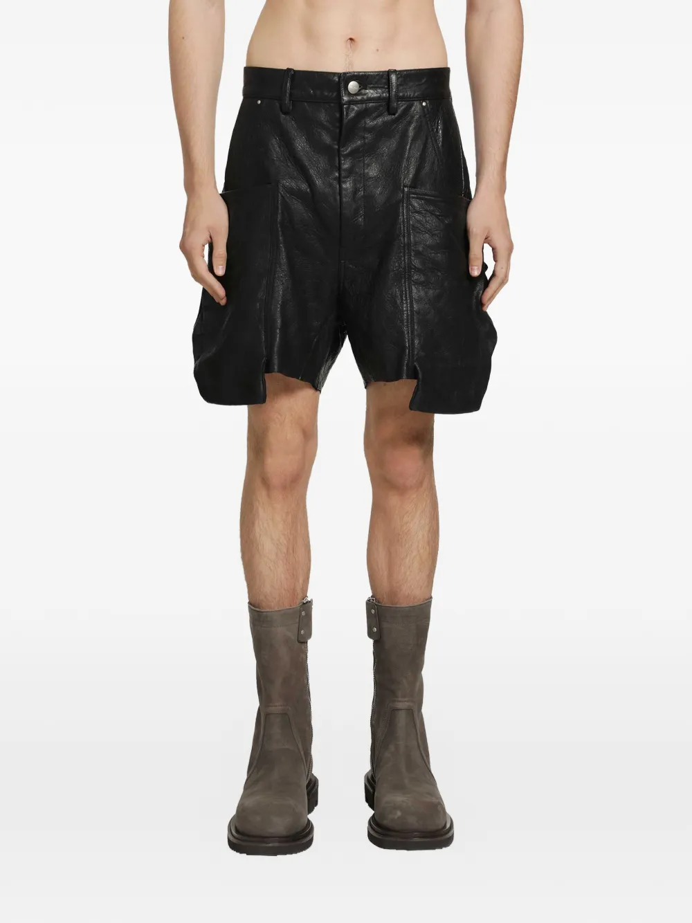 Rick Owens Stefan leather cargo shorts - Black