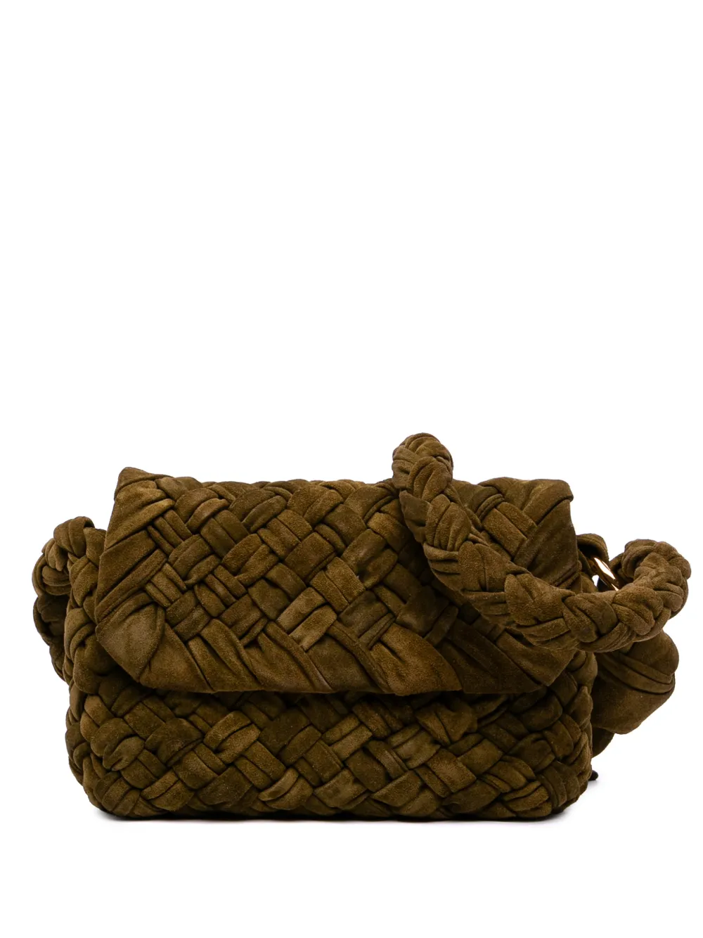 Bottega Veneta Pre-Owned 2012-2026 Medium Suede Intrecciato Kalimero Citta shoulder bag - Verde