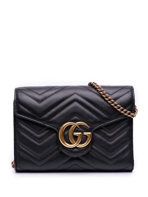 Gucci Pre-Owned 2016-2026 GG Marmont Matelasse Portemonnaie aus Leder mit Kettenriemen