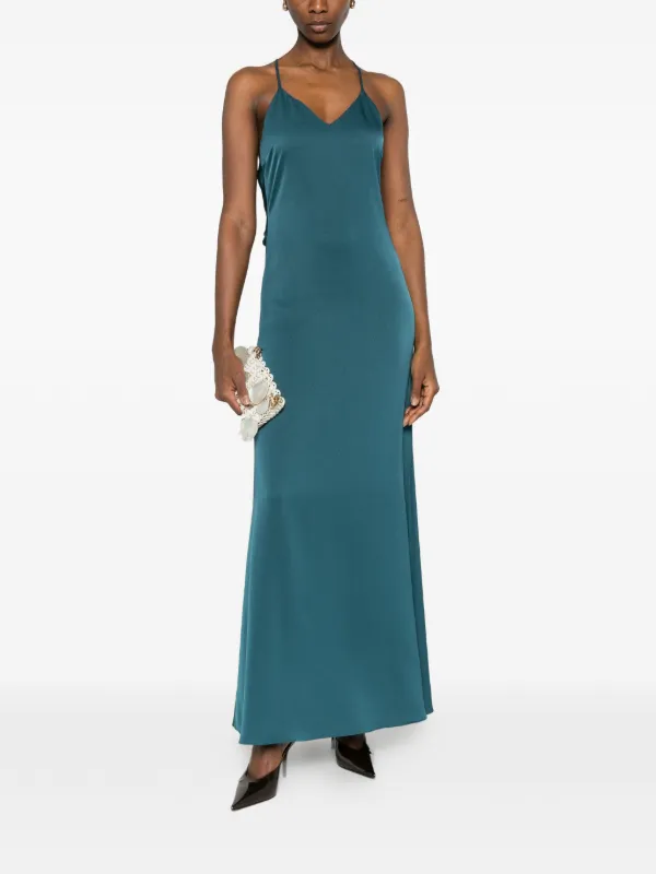 cross strap maxi dress Lexington Draped Shoulder Criss-Cross Back Maxi Dress Oyster