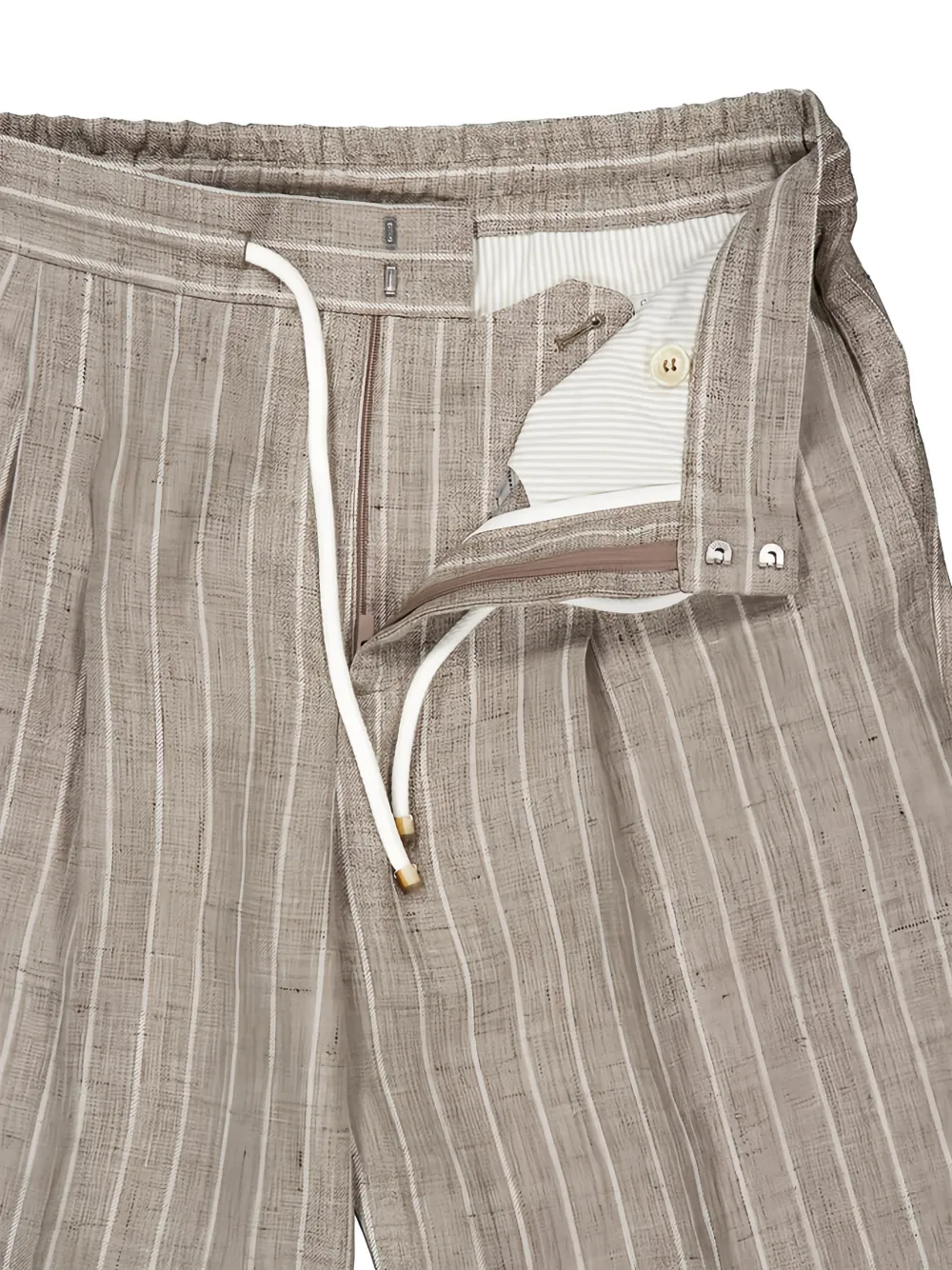Brunello Cucinelli Gestreepte linnen broek Beige