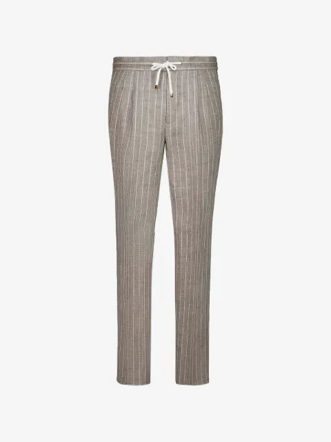 Brunello Cucinelli pantalon en lin à rayures