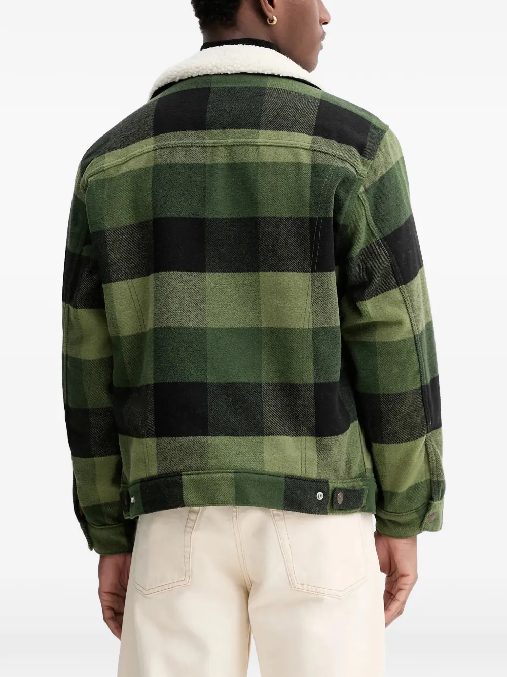 Levi's Geruit shirtjack met lammy kraag Groen