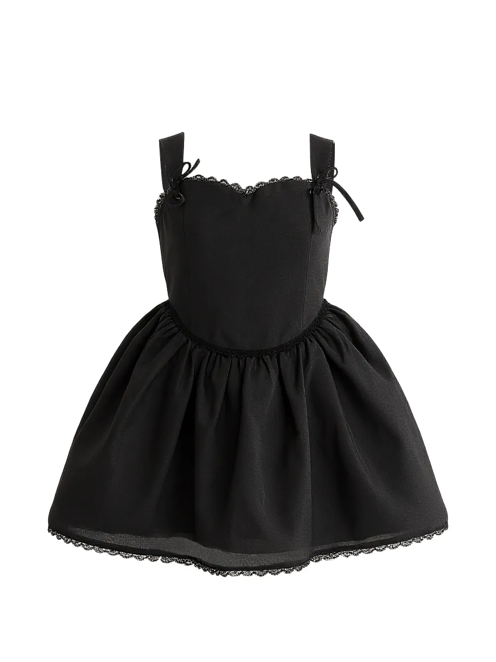 Tulleen lace-trim sleveeless dress - Nero