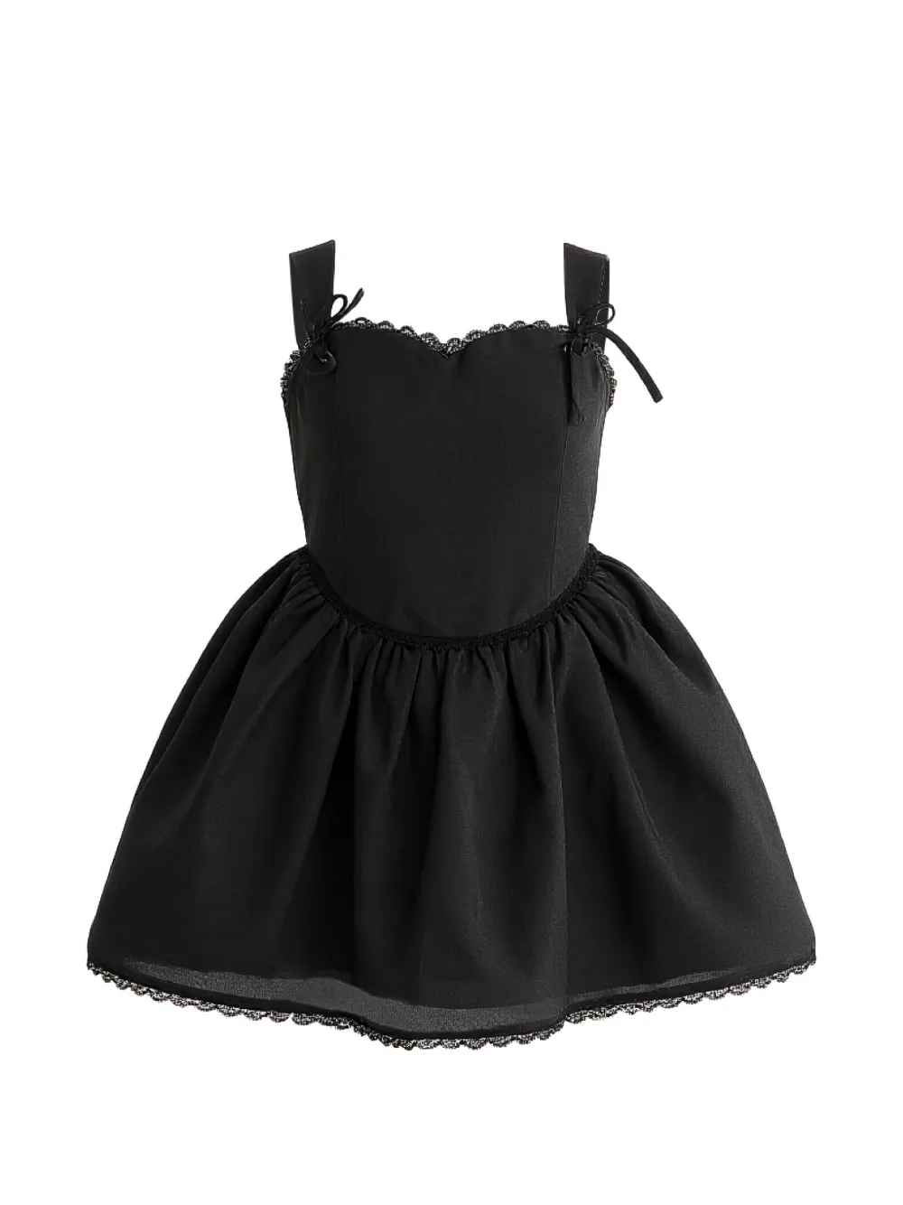 Tulleen lace-trim sleveeless dress - Nero