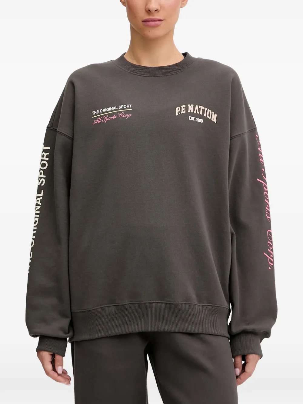 P.E Nation Felpa a righe con logo - Marrone