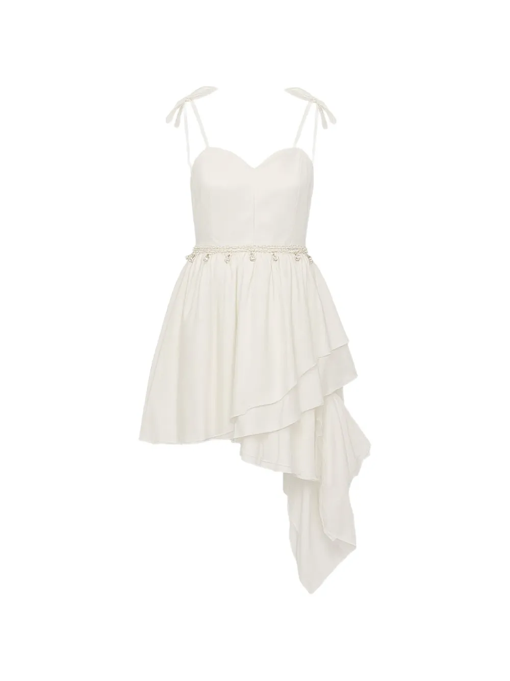 Tulleen asymmetrical sweetheart-neck dress - Bianco