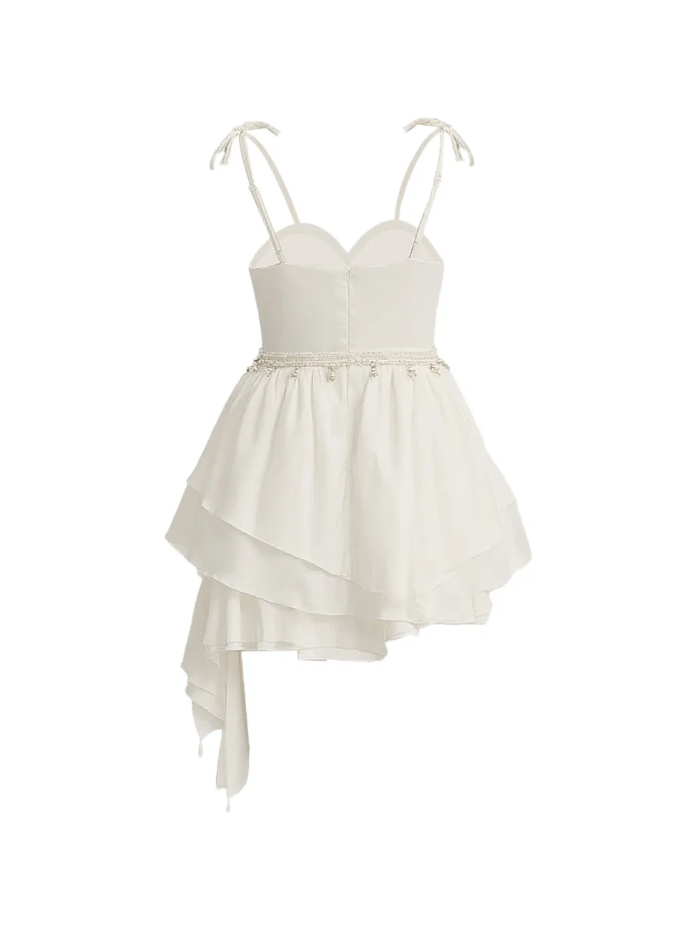 Tulleen Asymmetrische jurk met sweetheart hals Wit