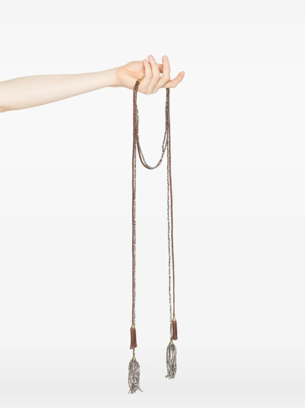  Antonelli Collar Daphne Con Borlas Y Cuentas - Gris 