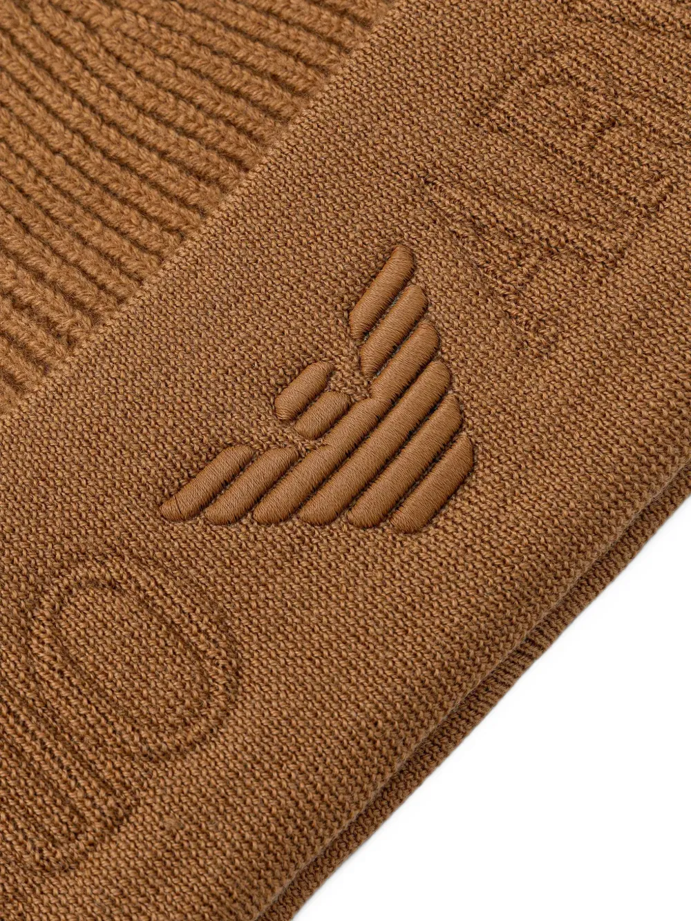Emporio Armani logo-embroidered ribbed-knit beanie hat Bruin