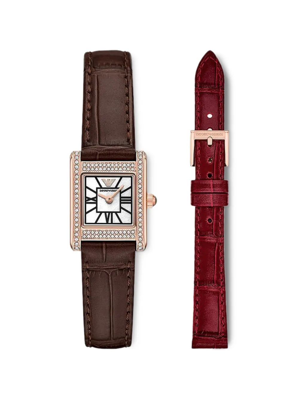 Emporio Armani interchangeable leather strap 26mm watch set - Bianco