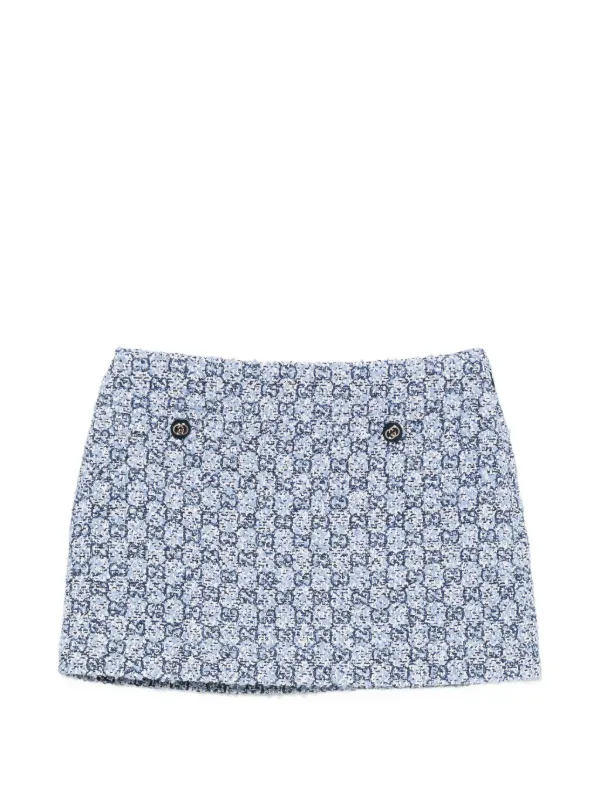 Gucci Button Patterned Mini Skirt in Blue