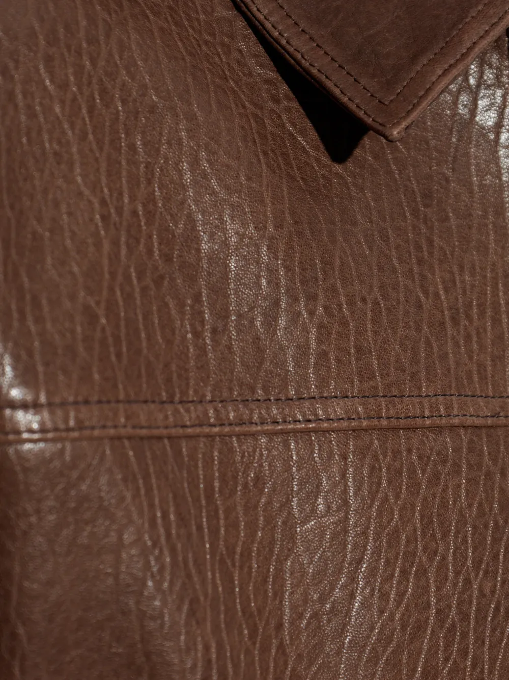 FRAME Zip Leather Jacket in Brown, view 5