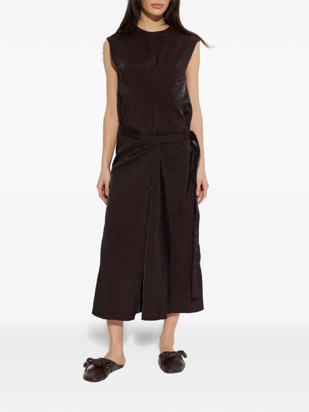  Studio Nicholson Verve Tie Belt Midi Dress - Brown 