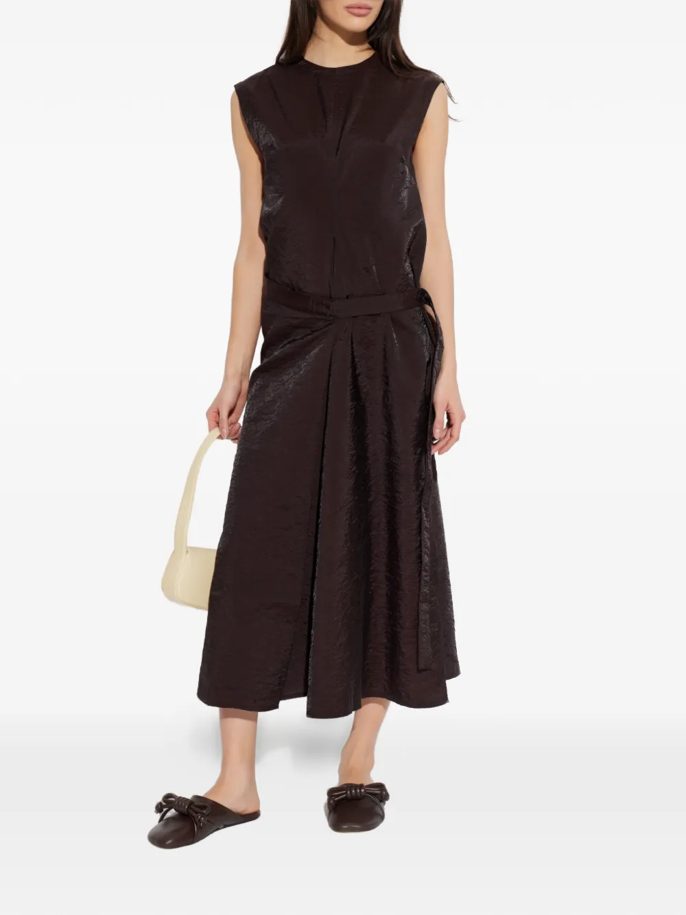 Studio Nicholson Verve Tie Belt Midi Dress - Brown 