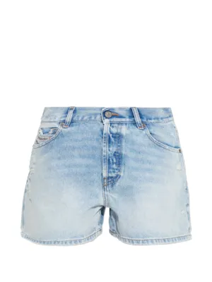 Alexander Wang logo-print Denim Shorts | Blue | FARFETCH