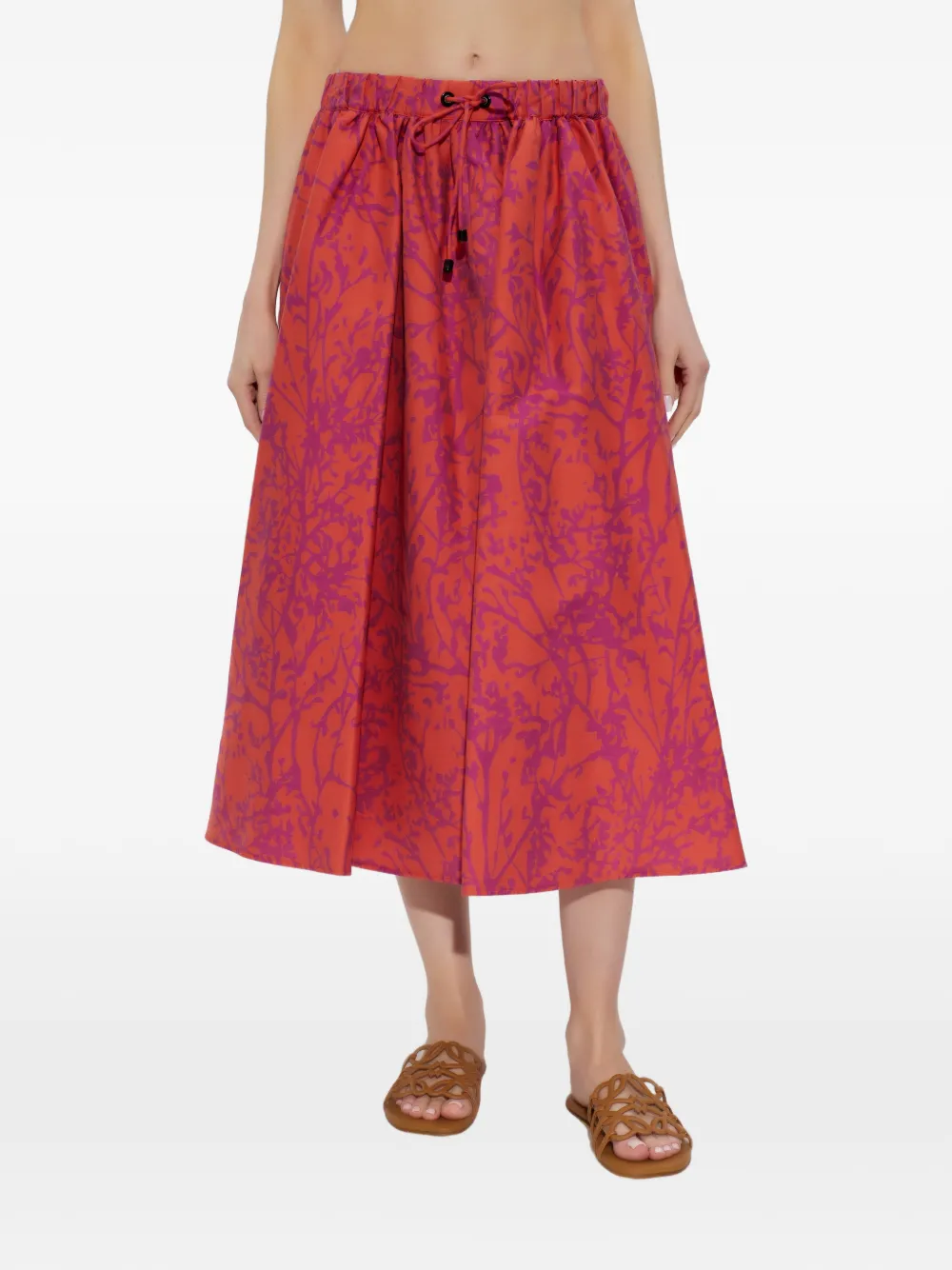  Max Mara Floral Print Skirt - Orange 