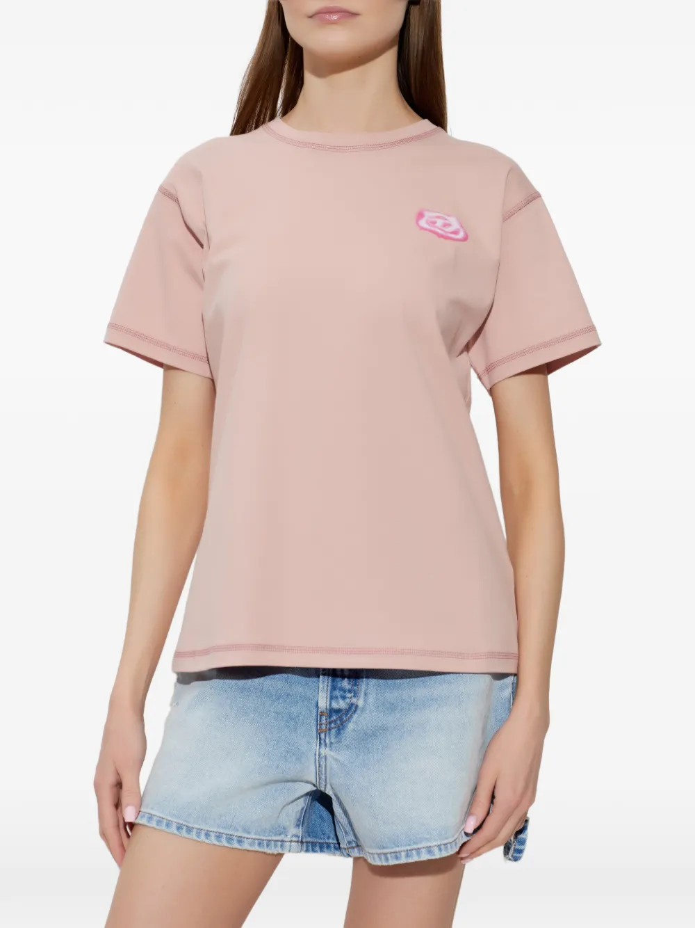 Diesel T-Normy T-shirt met logo Roze