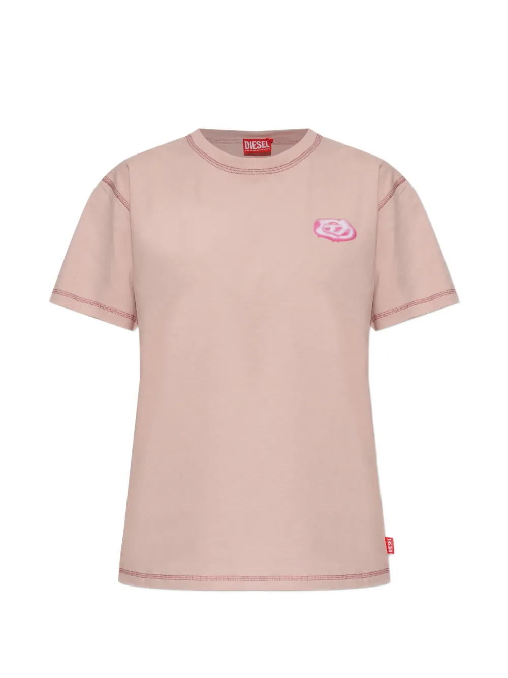 Diesel T-Normy topstitch logo T-shirt - Rosa