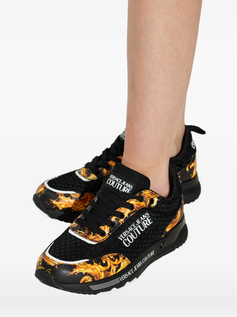 Versace Jeans Couture Barocco lace-up sneakers Zwart