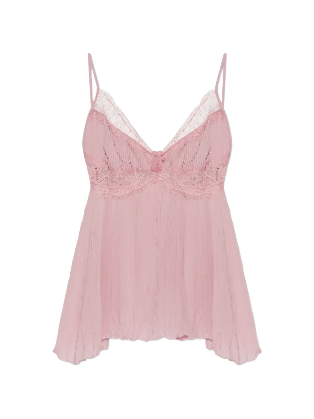 Blumarine Georgette lace-pannels V-neck top - Rosa