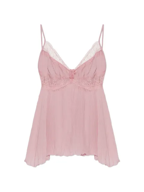 Blumarine Georgette lace-pannels V-neck top